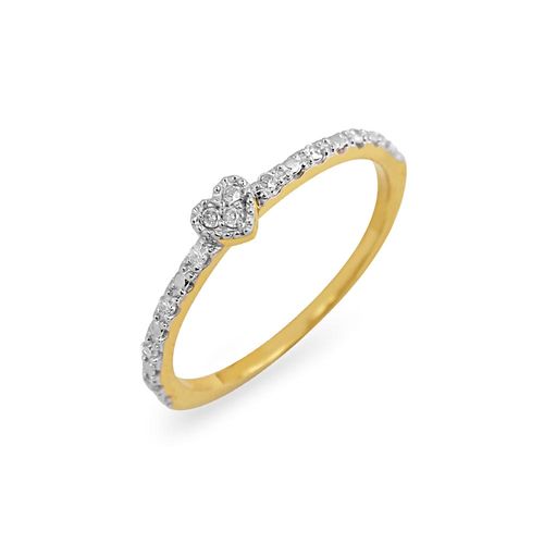 Anel Charme de Coração de Ouro Amarelo 18k com Diamantes