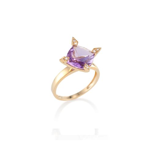Anel Rosa dos Ventos em Ouro Amarelo 18k com Ametista e Diamantes