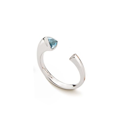 Anel Connect em Ouro Branco 18k com Topázio Azul
