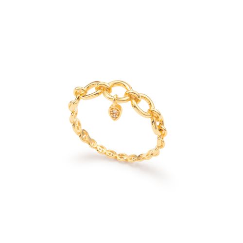 Anel Kami Hi Gota em Ouro Amarelo 18k com Diamantes