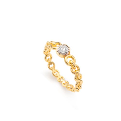 Anel Kami Hi Redondo em Ouro Amarelo 18k com Diamantes