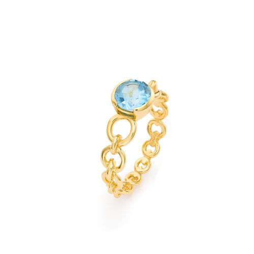 Anel Kami Hi Redondo em Ouro Amarelo 18k com Topázio Swiss
