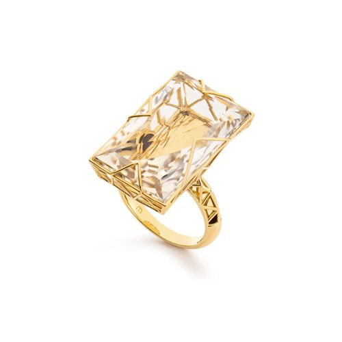 Anel Origami Retangular em Ouro Amarelo 18k