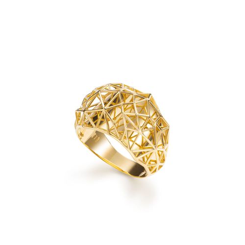 Anel Origami G Texturizado em Ouro Amarelo 18k