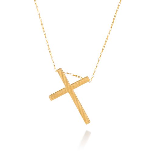 Colar Honor Masculino com Crucifixo em Ouro Amarelo 18k
