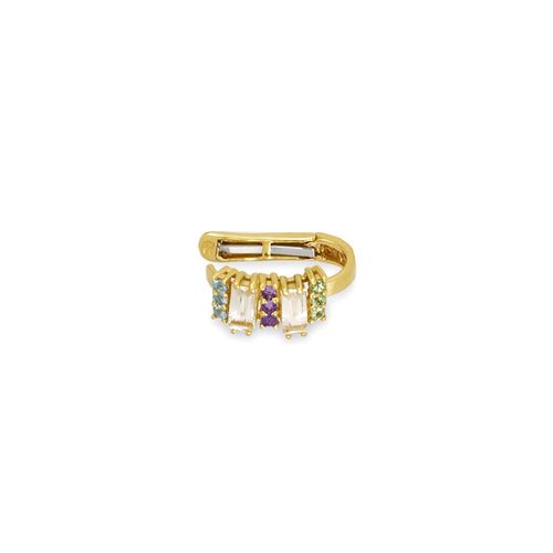 Piercing Tie Dye em Ouro Amarelo 18k com Pedras Brasileiras