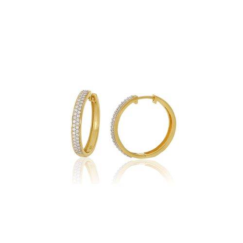 Brincos Argola Wish 20 mm em Ouro Amarelo 18k com Diamantes