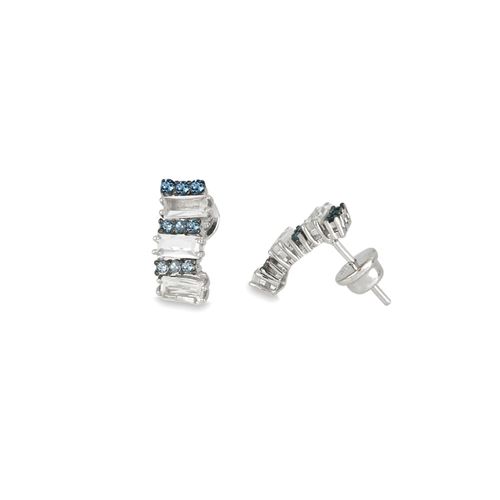 Brincos Tie Dye em Ouro Branco 18k com Topázios Azuis e Brancos