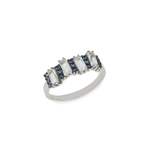 Anel Tie Dye em Ouro Branco 18k com Topázios Azuis e Brancos