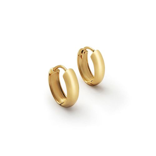 Brincos Argola Redonda Meia Cana de 1,5 cm em Ouro Amarelo 18k