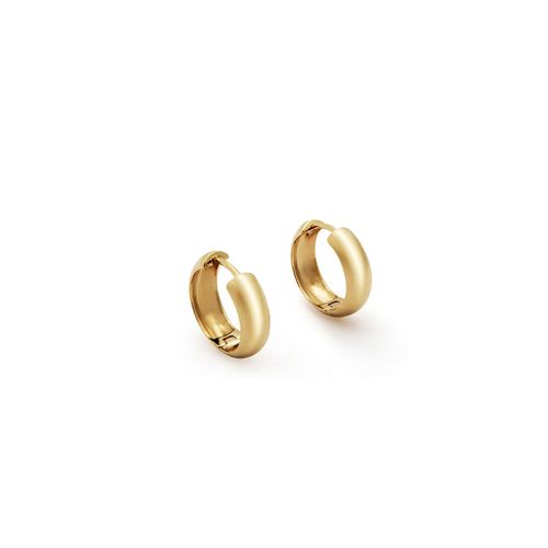 Brincos Argola Redonda Meia Cana de 1 cm em Ouro Amarelo 18k