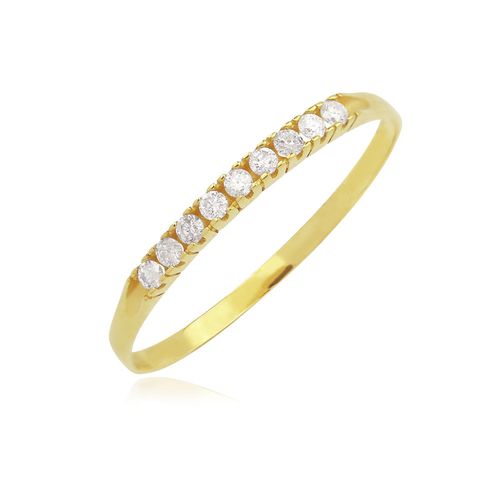 Anel Meia Aliança de Ouro Amarelo 18k com Diamantes de 1,5 Ponto