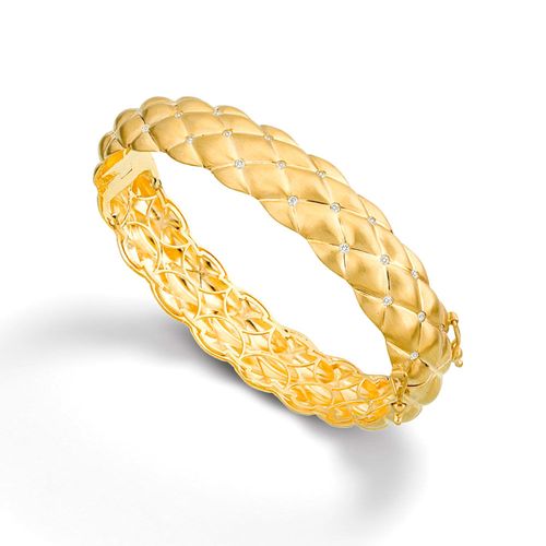 Bracelete Solar Largo de Ouro Amarelo 18k com Diamantes