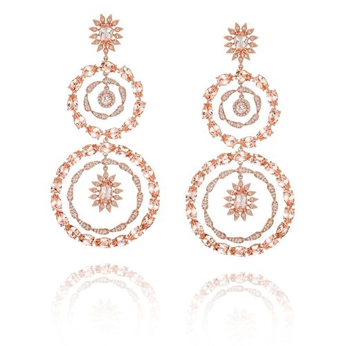 Brincos Promessa em Ouro Rosé 18k com Morganita e Diamantes