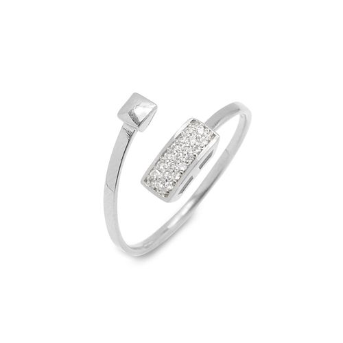Anel Componível Retangular em Ouro Branco 18k e Diamantes