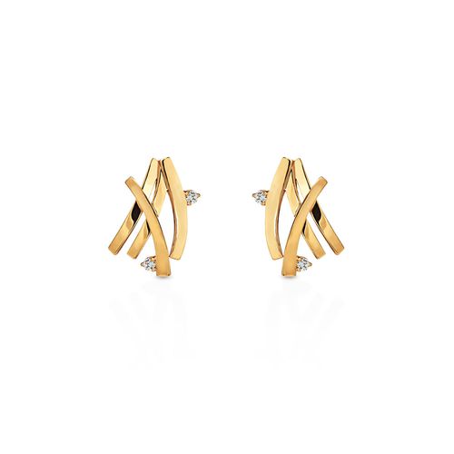 Brincos Trama P em Ouro Amarelo 18k