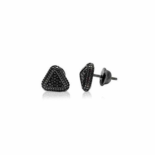 Brincos Rebel Triângulo em Ouro Negro 18k e Espinélios