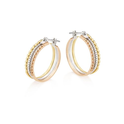 Brinco Clássicos Argola 3 Cores em Três Cores 18k com Diamantes