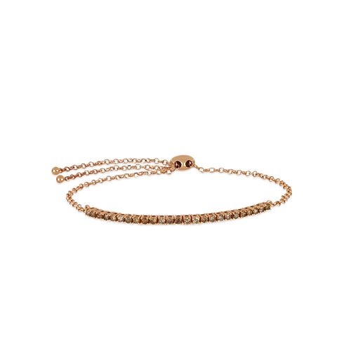 Pulseira Meia Riviera em Ouro Rosé 18k com Diamantes Chocolate de 2 Pontos