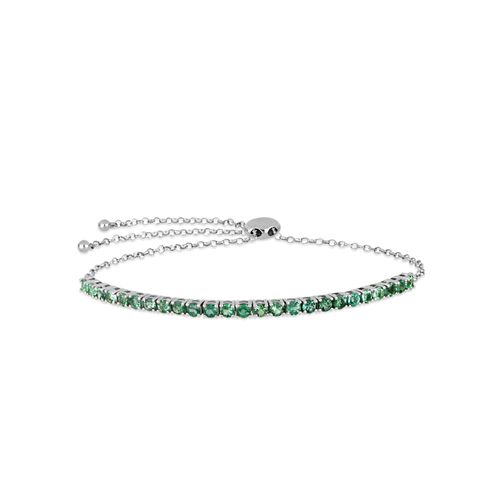 Pulseira Meia Riviera em Ouro Branco 18k com Esmeraldas de 5 Pontos