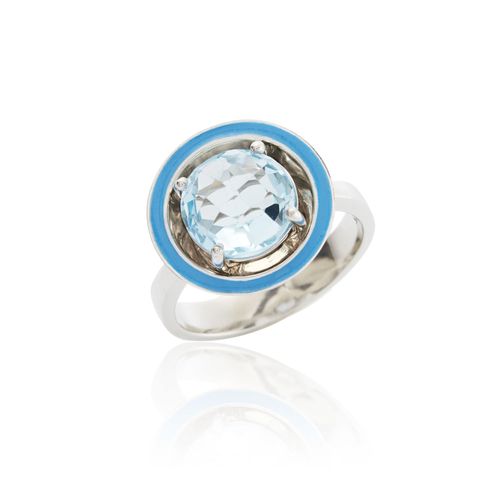 Anel Núcleo de Prata de Lei 925 com Topázio Sky - You by Maxior