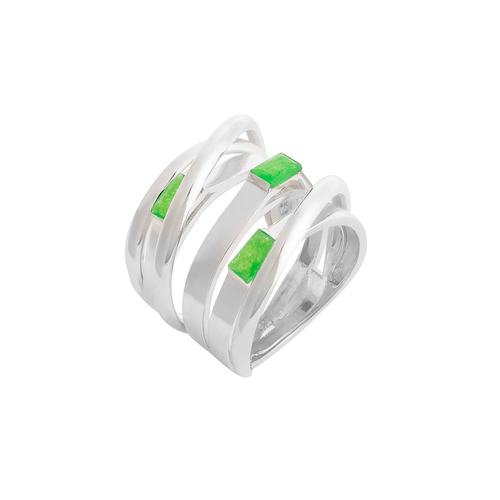 Anel Hope G de Prata de Lei 925 com Quartzito Verde - You by Maxior
