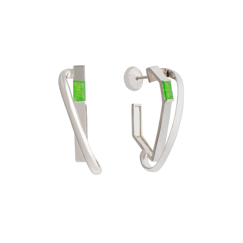 Brincos Hope G de Prata de Lei 925 com Quartzitos Verdes - You by Maxior