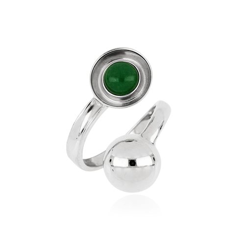 Anel G Deep Love de Prata de Lei 925 com Quartzito Verde - You by Maxior