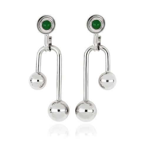 Brincos G Deep Love de Prata de Lei 925 com Quartzitos Verdes - You by Maxior
