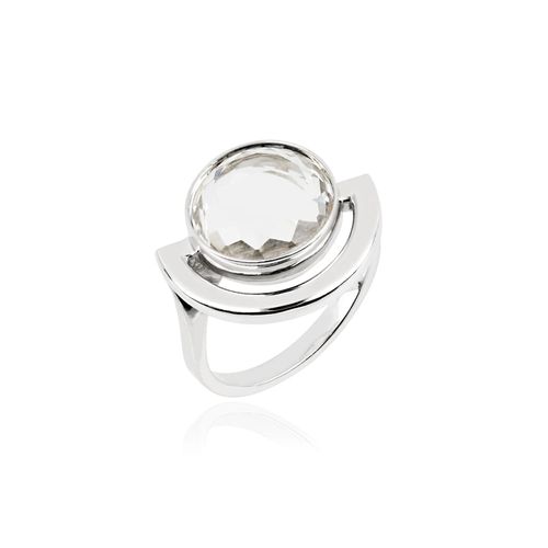 Anel P Intense de Prata de Lei 925 com cristal branco - You by Maxior