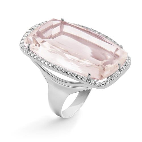 Anel Caminhos Silver em Prata de Lei 925 com Quartzo Rosa e Topázios