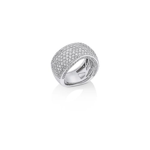 Anel Horizonte Pavê com Diamantes em Ouro Amarelo 18k