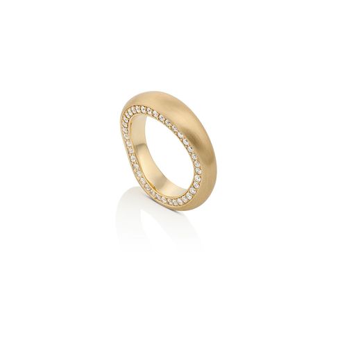 Anel Horizonte com Diamantes em Ouro Amarelo 18k