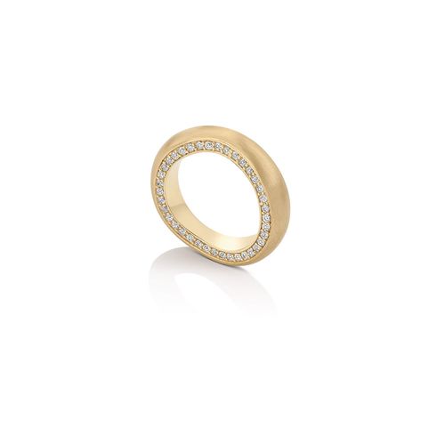 Anel Horizonte com Diamantes em Ouro Amarelo 18k
