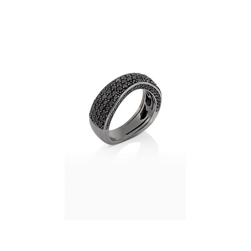 Anel Horizonte Pavê Negro com Diamantes Negros em Ouro Negro 18k