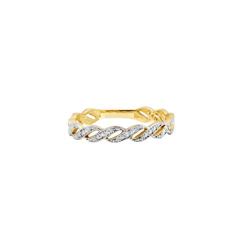 Anel Charme Entrelaçado de Ouro Amarelo 18k com Diamantes