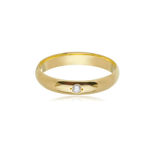Aliança de Ouro Amarelo 18k meia cana 4mm (un.) com diamante