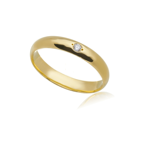 Aliança de Ouro Amarelo 18k meia cana 4mm (un.) com diamante
