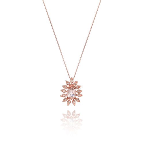 Colar Promessa em Ouro Rosé 18k com Morganita e Diamantes