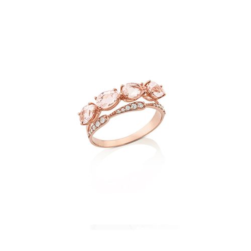Anel Promessa em Ouro Rosé 18k com Morganita e Diamantes