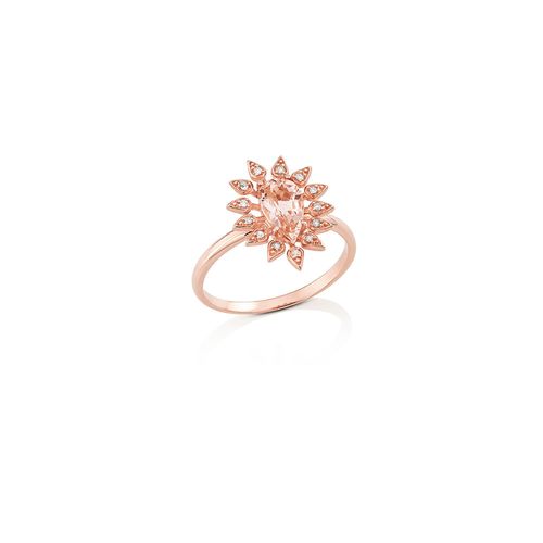 Anel Promessa em Ouro Rosé 18k com Morganita e Diamantes
