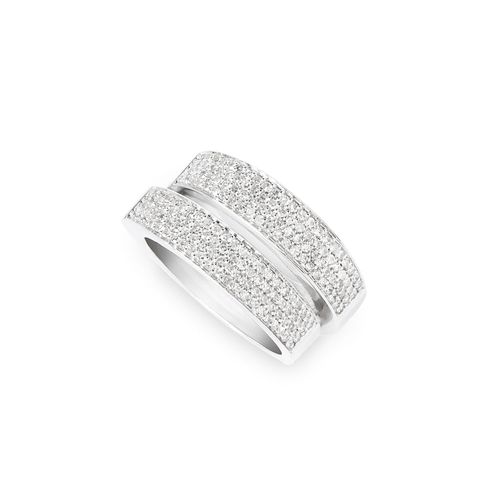 Anel Eterna Pavê Duplo G em Ouro Branco 18k com Diamantes
