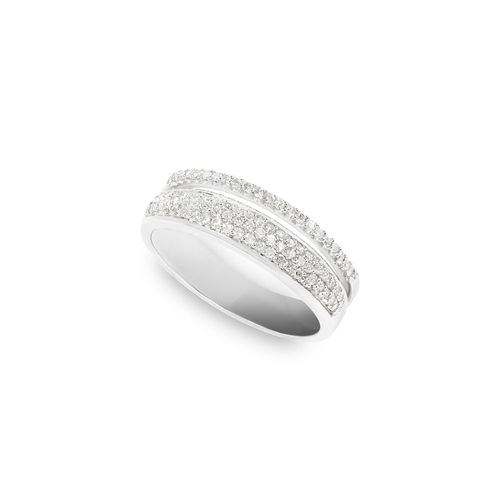 Anel Eterna Pavê Duplo P em Ouro Branco 18k com Diamantes