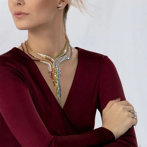 Colar Íris Luxo com Pedras Brasileiras e Diamantes