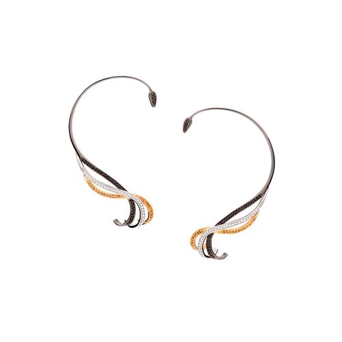 Brincos Longos Metropolitan de Três Cores 18k com Diamantes