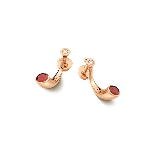 Brincos Connect em Ouro Rosé 18k com Granada