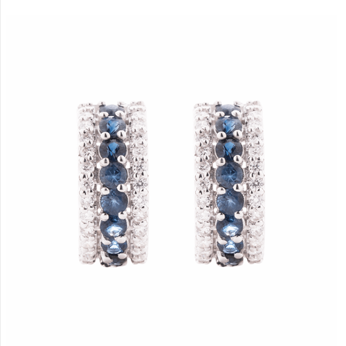Brincos Spring Maxior de Ouro Branco 18k com Safiras e Diamantes