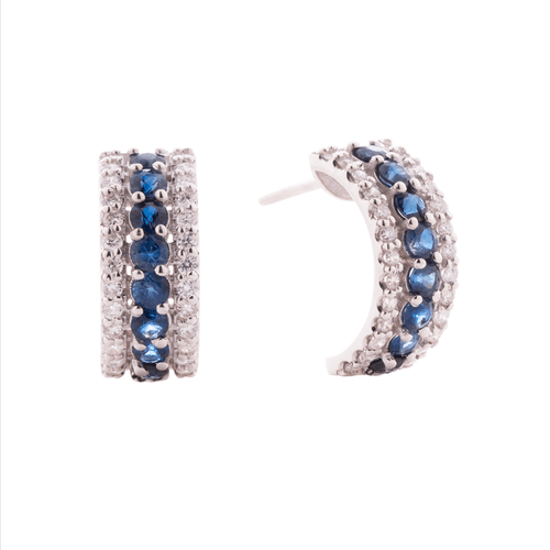 Brincos Spring Maxior de Ouro Branco 18k com Safiras e Diamantes