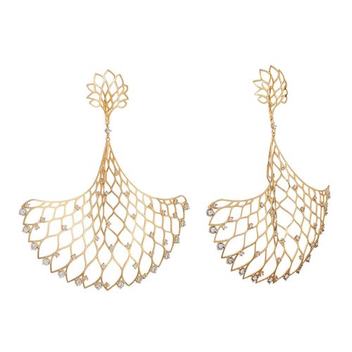 Brincos Lapa de Fios com Diamantes em Ouro Amarelo 18k