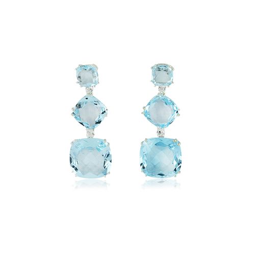 Brincos Celeste G de Prata 925 com Topázios (You by Maxior)